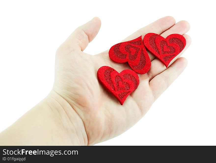 Men S Hand Holding Three Hearts