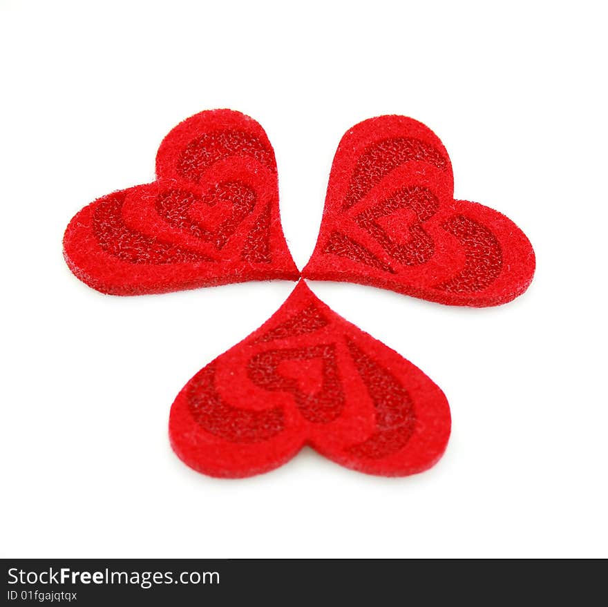 Three hearts made of cloth