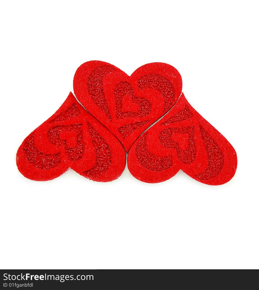 Three hearts made of cloth