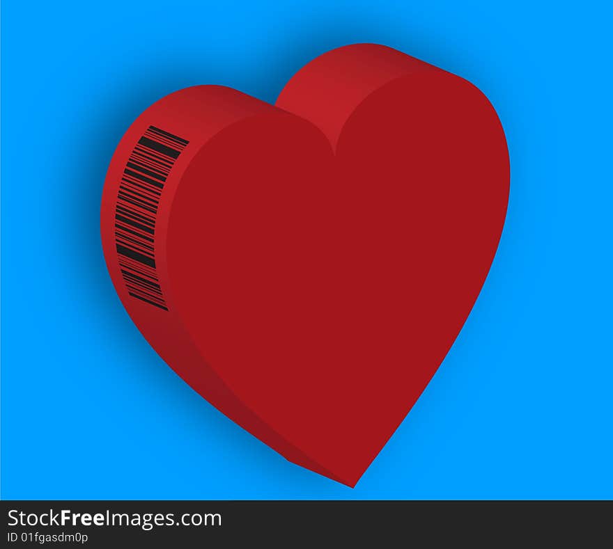 A picture of heart with 3d effect and signed with bar code. It's symbolism. A picture of heart with 3d effect and signed with bar code. It's symbolism.