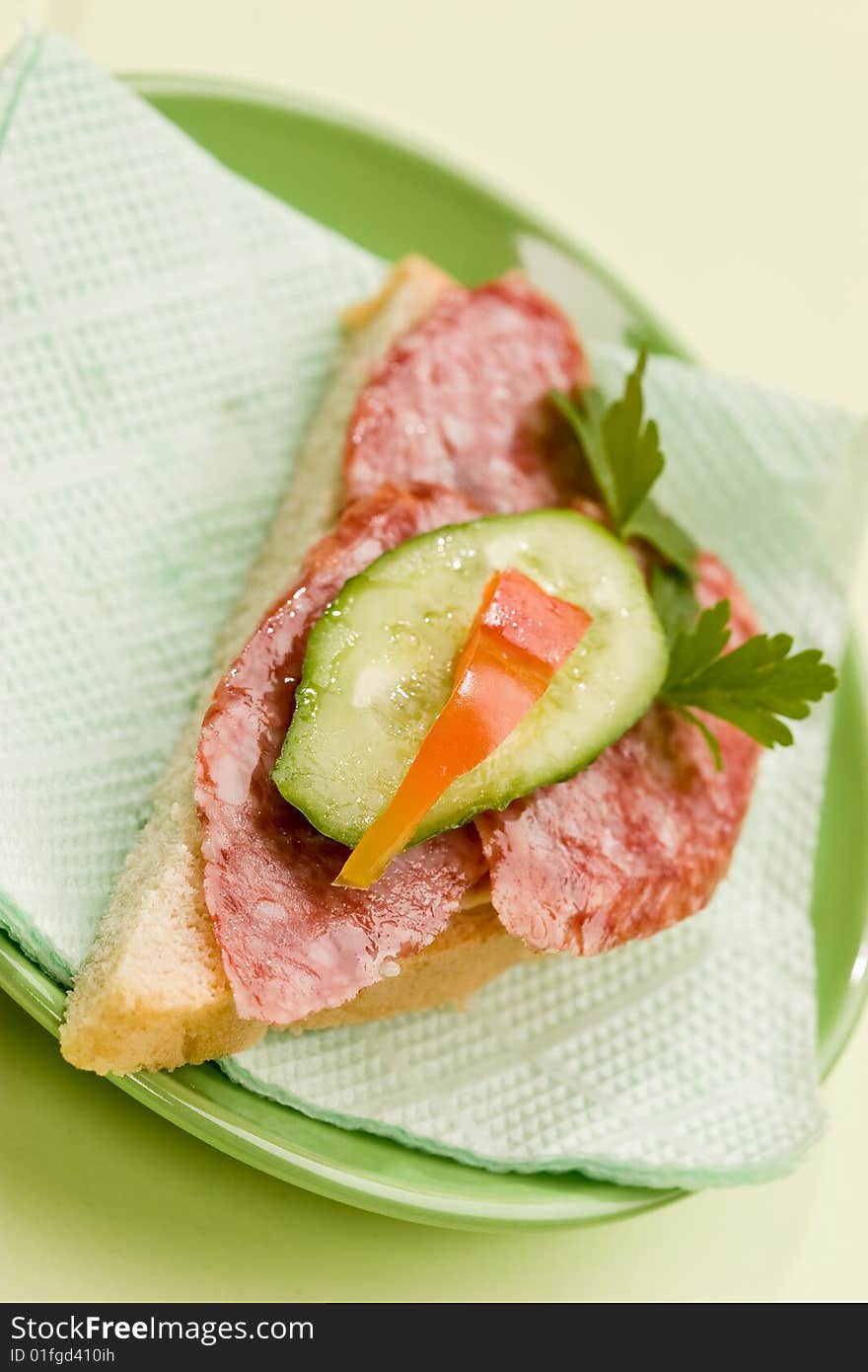 Sandwich with salami