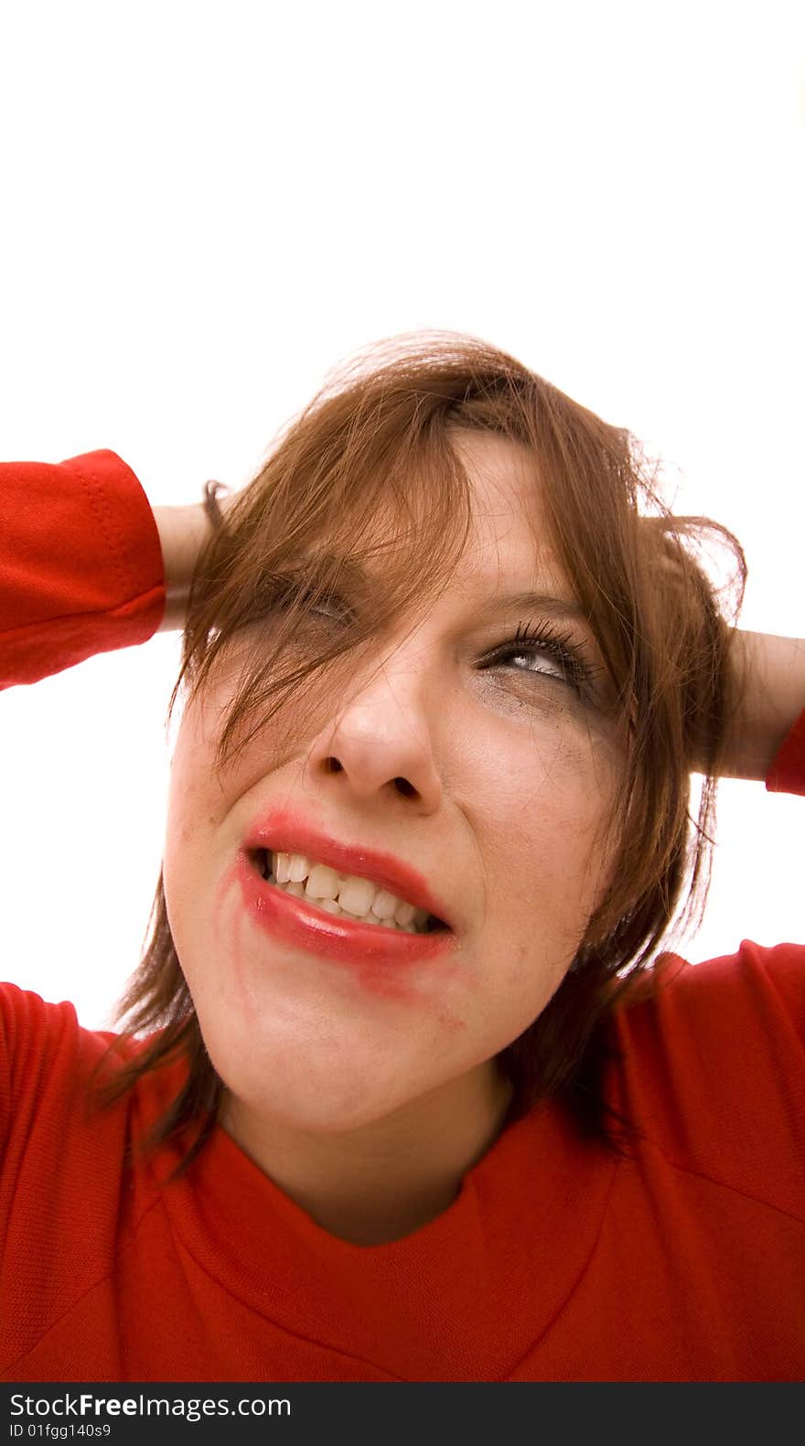 Dirty woman on white background. Dirty woman on white background