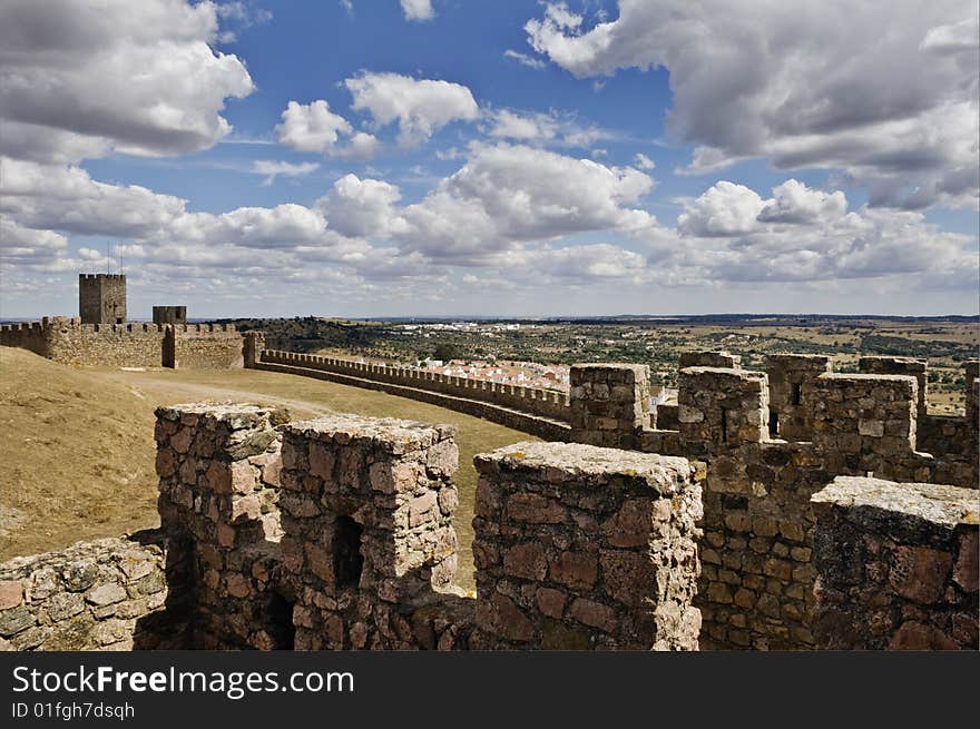 Medieval walls of the castle of Arraiolos, Alentejo, Portugal