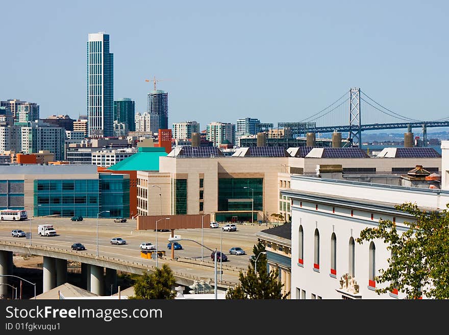 San Francisco and Bay Bridge on a sunny day