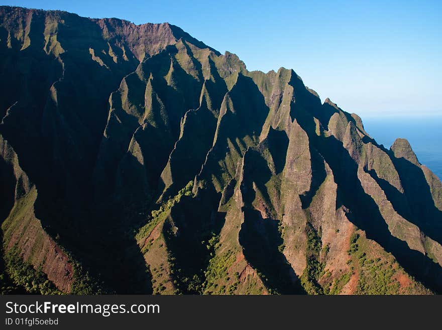 Wrinkled Cliff Face On Na Pali Coast In Kauai