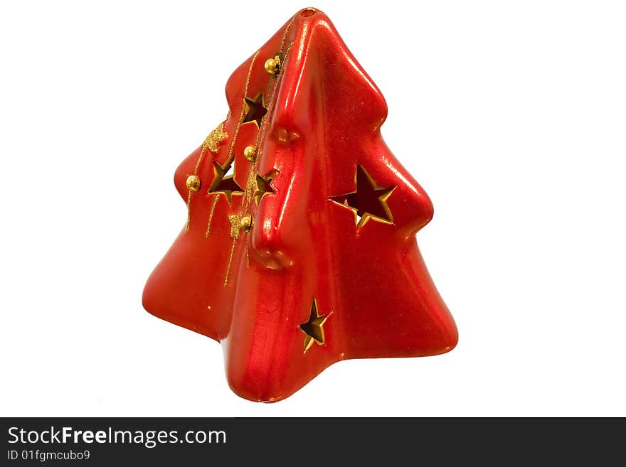 Red candlestick with stars in the walls. Stylized on Christmas tree and New Year Eve time. Red candlestick with stars in the walls. Stylized on Christmas tree and New Year Eve time.