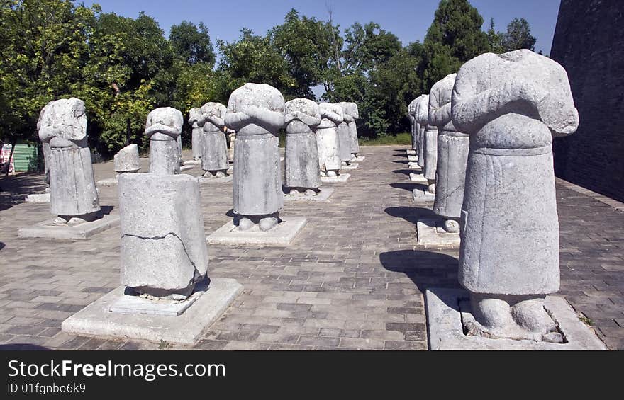 Decapitated Sculptures Of Men Statue At Qian Mauso