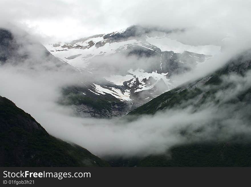 Clouds over mountains in Alaska