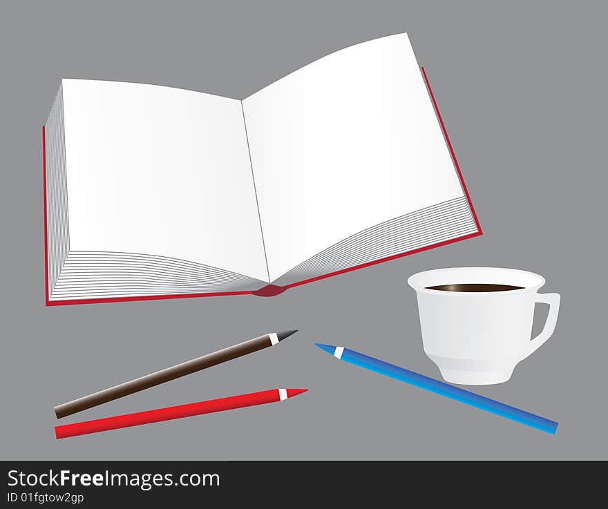 The Book, Coffee And Pencils