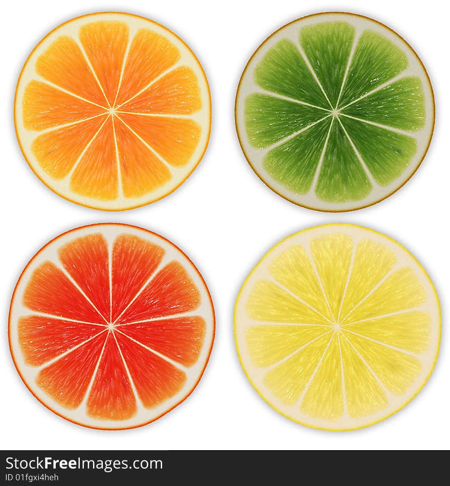 Cropped fruits collection on white background. Clipping path included. Cropped fruits collection on white background. Clipping path included.