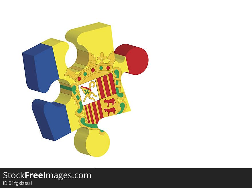 Andorra flag overlaid on to jigsaw piece. Andorra flag overlaid on to jigsaw piece