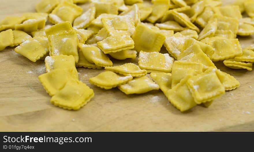 Italiana pasta filled with miced meat called ravioli. Italiana pasta filled with miced meat called ravioli