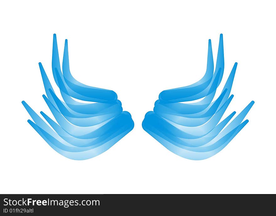 Blue vector wings in white background. Blue vector wings in white background