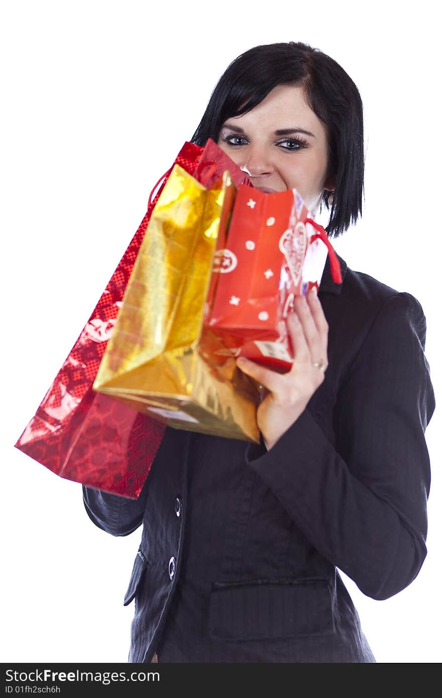 Beauty Girl With Gift Bag