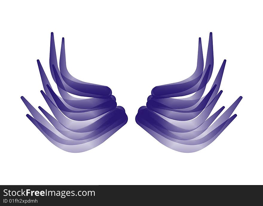 Dark blue wings in white background