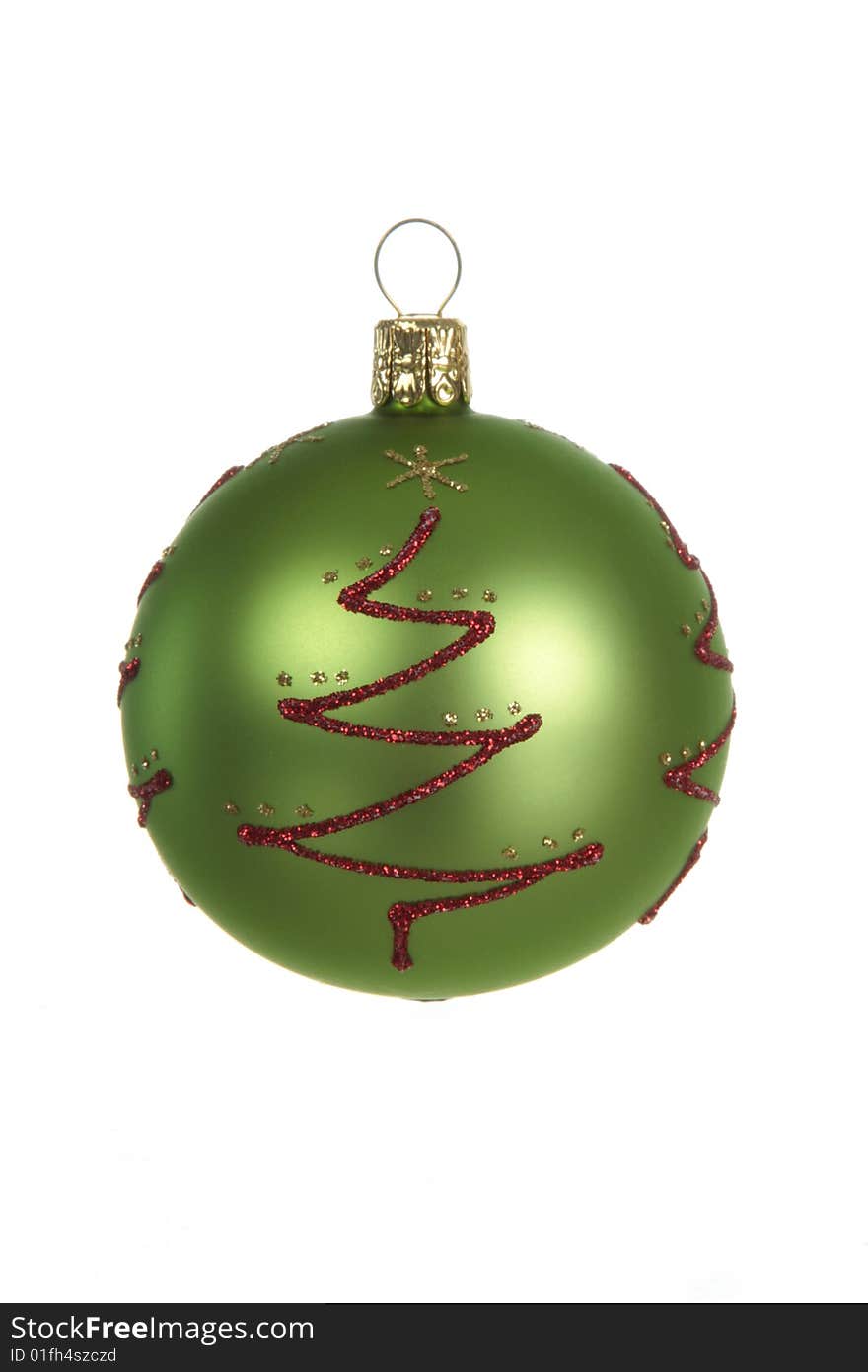 Green christmas ball isolated on white