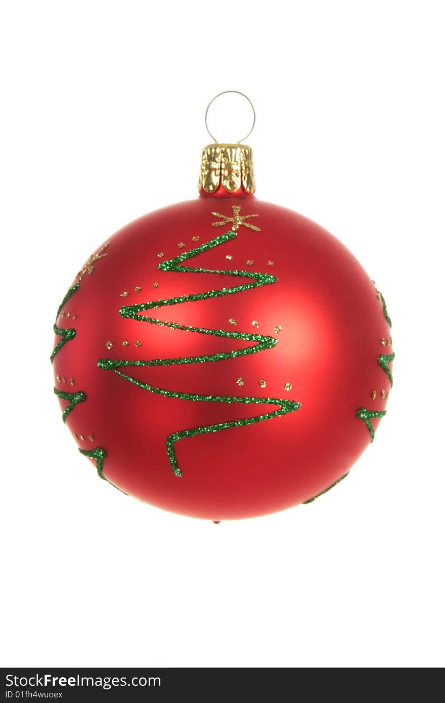 Red christmas ornament isolated on white