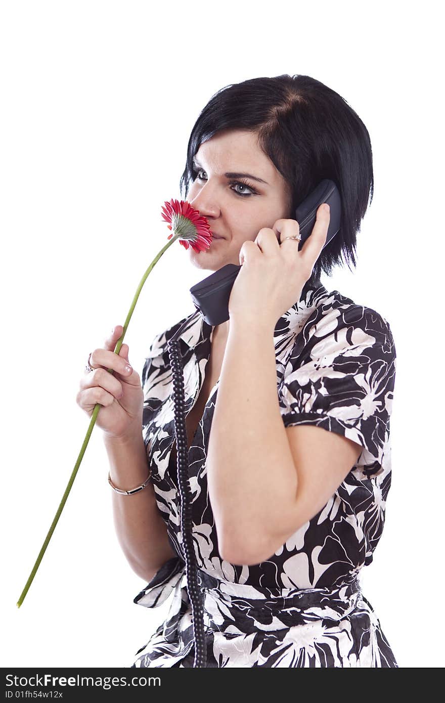 Studio photo of beauty girl with flower