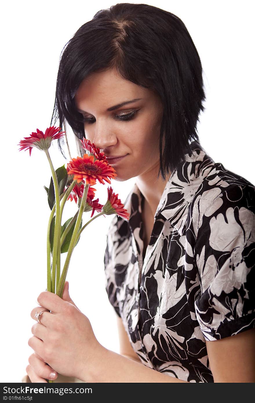 Studio photo of beauty girl with flower