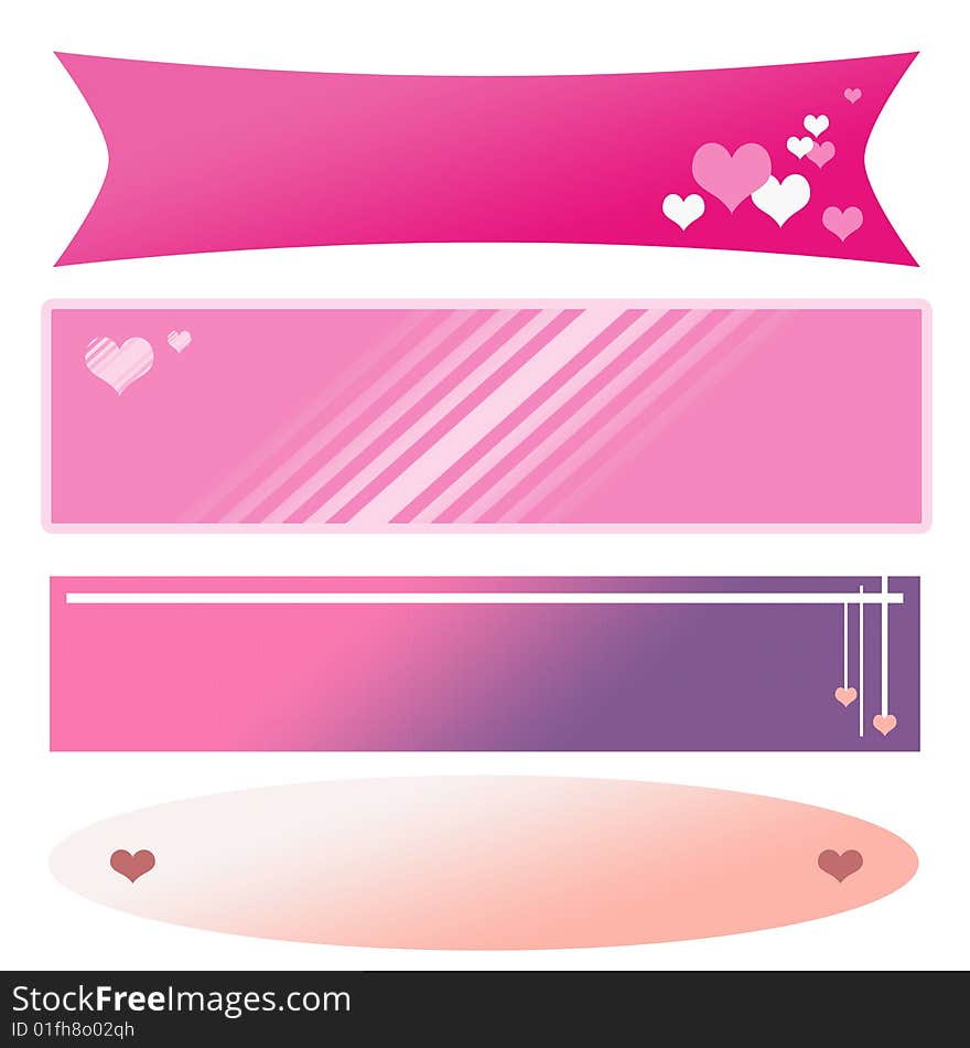 Set of Isolated Valentine Banners