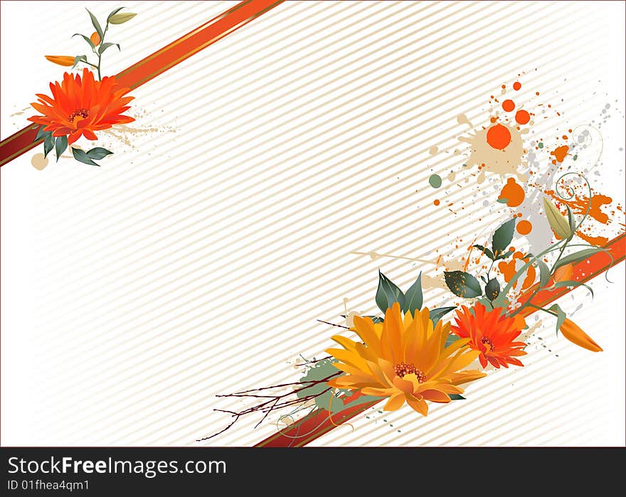 Grunge floral background, vector images scale to any size.