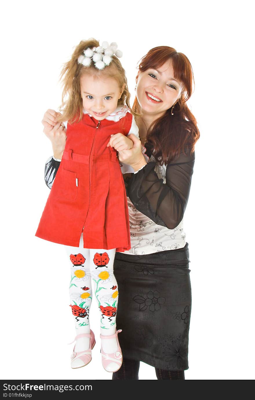 Mother and daughter. Isolated on white background. Mother and daughter. Isolated on white background