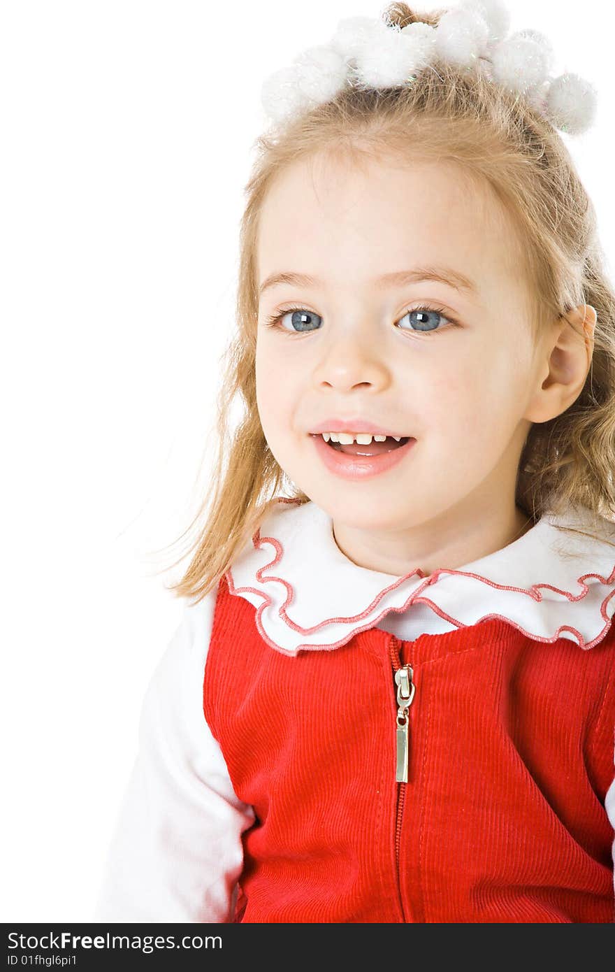 Pretty little girl. Isolated on white background