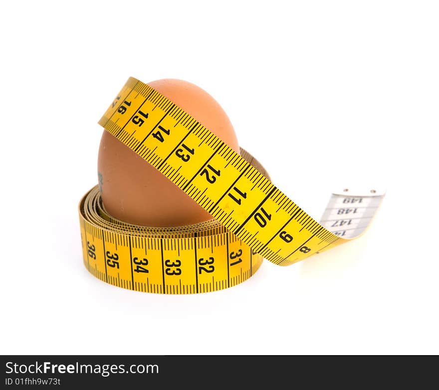 Egg with meter on white. See portfolio for similar