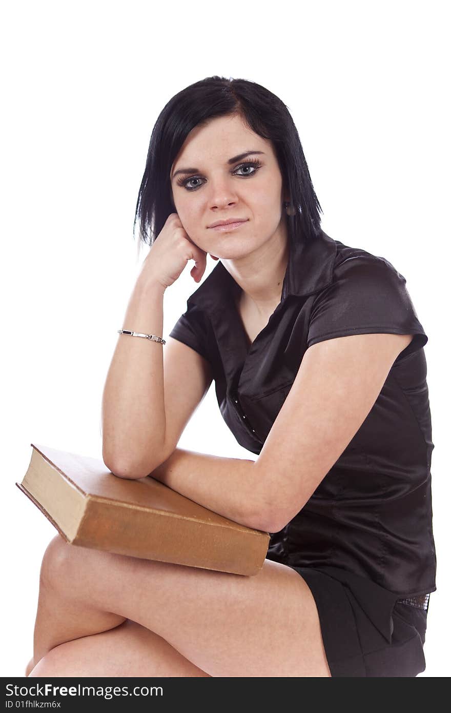 Studio photo of beauty girl with book