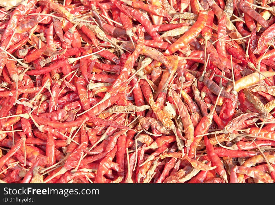 Red hot dried in the sun. One of the method of preserving food. Red hot dried in the sun. One of the method of preserving food.