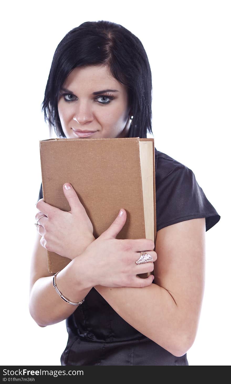 Studio photo of beauty girl with book