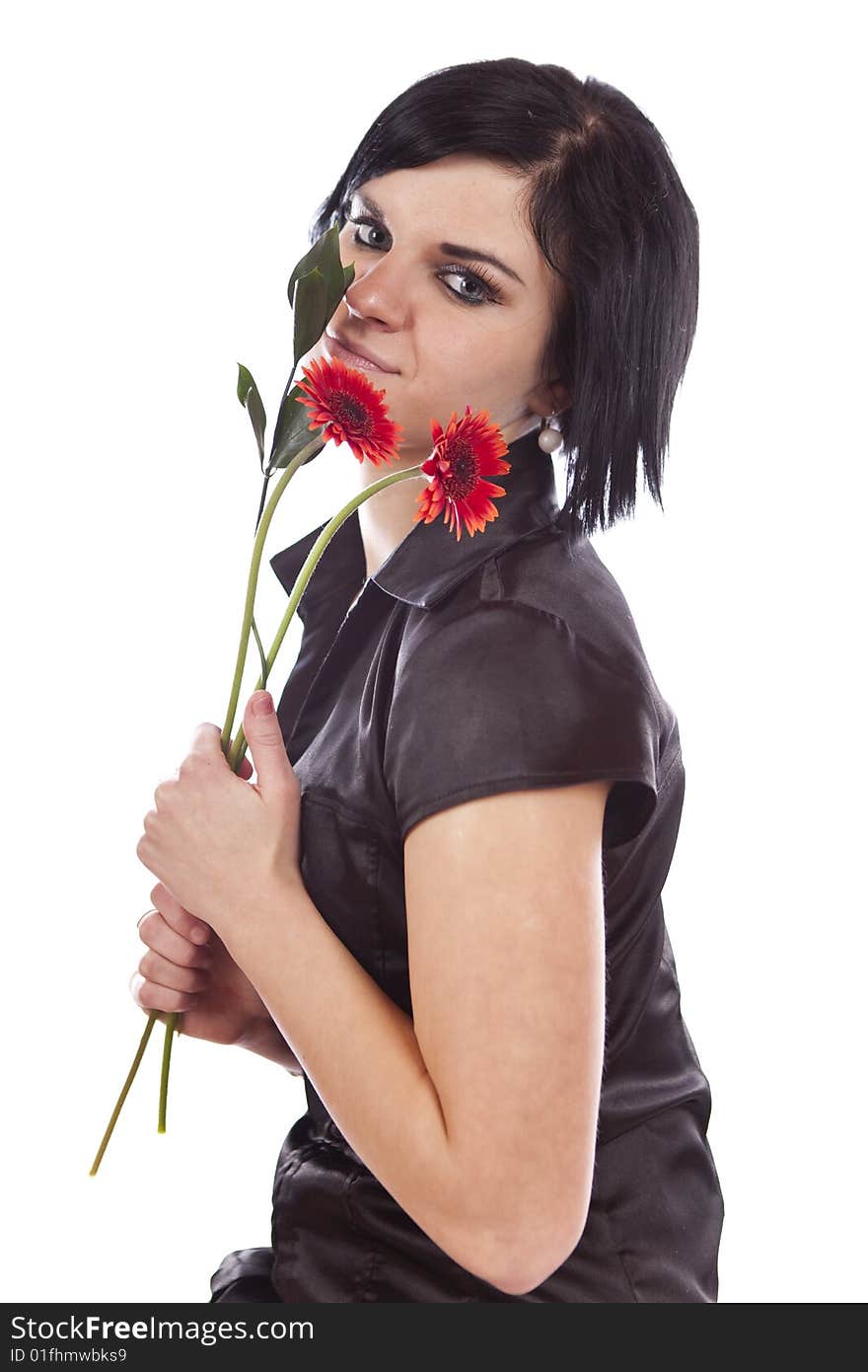 Studio photo of beauty girl with flower