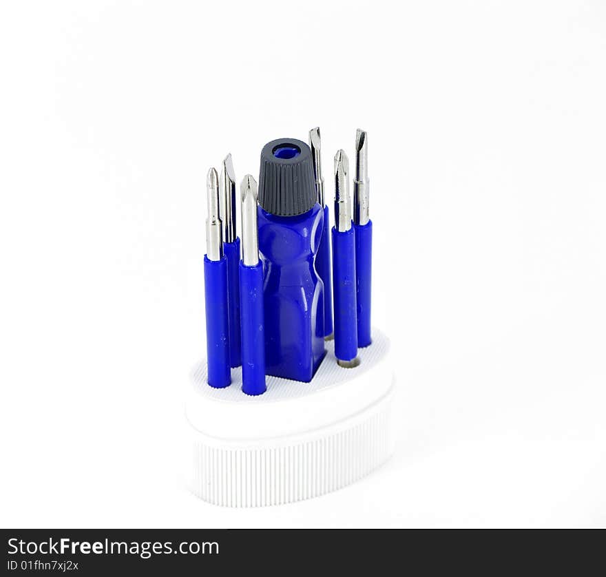 Multi-purpose screw drivers with white background