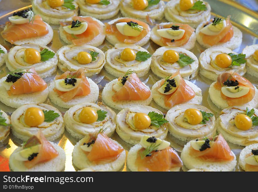 Canape on a tray.