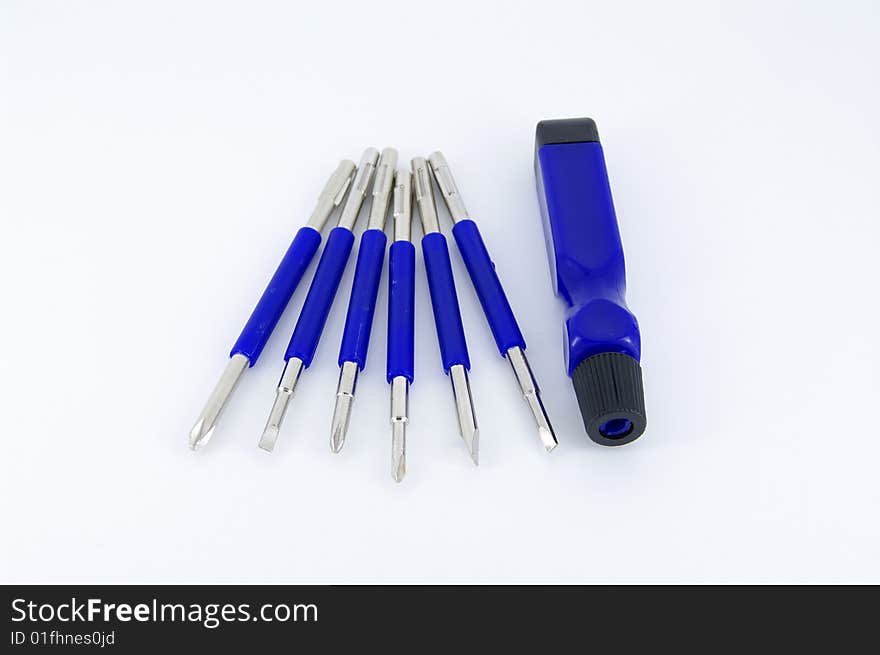 Multi-purpose screw drivers with white background