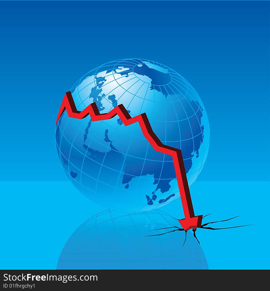 Business graph moving down. crisis. Business graph moving down. crisis.