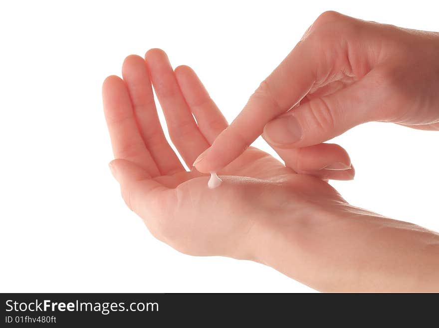 Human hands with hygiene cream