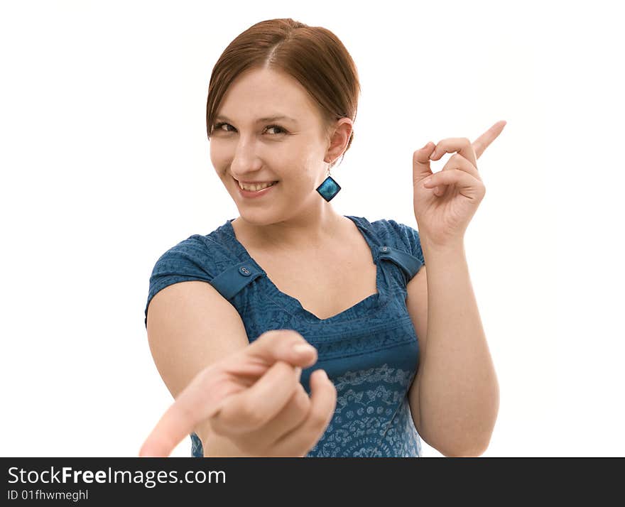 Woman on a white background