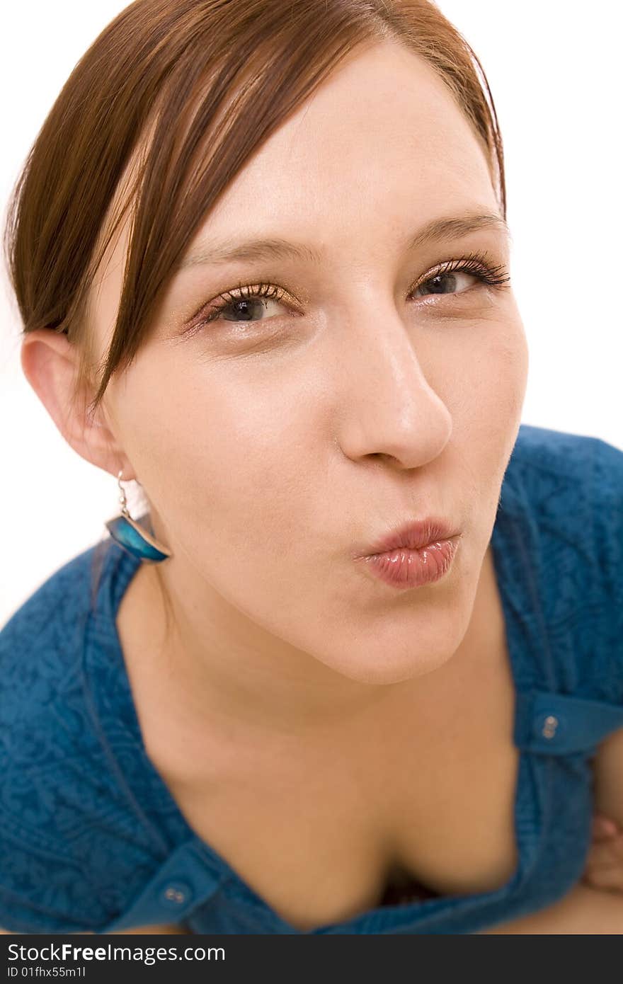 Woman on a white background