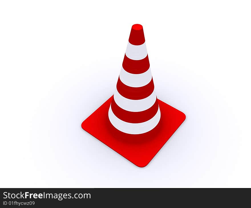 Road red-white cones on a white background. Road red-white cones on a white background