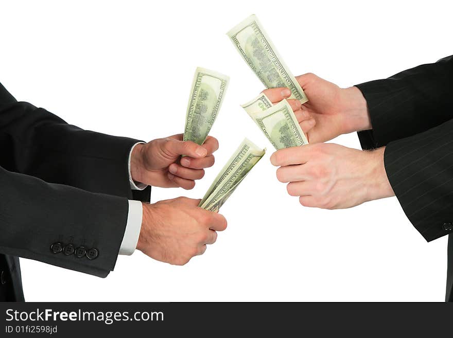 Businessmen With Dollars In Hands