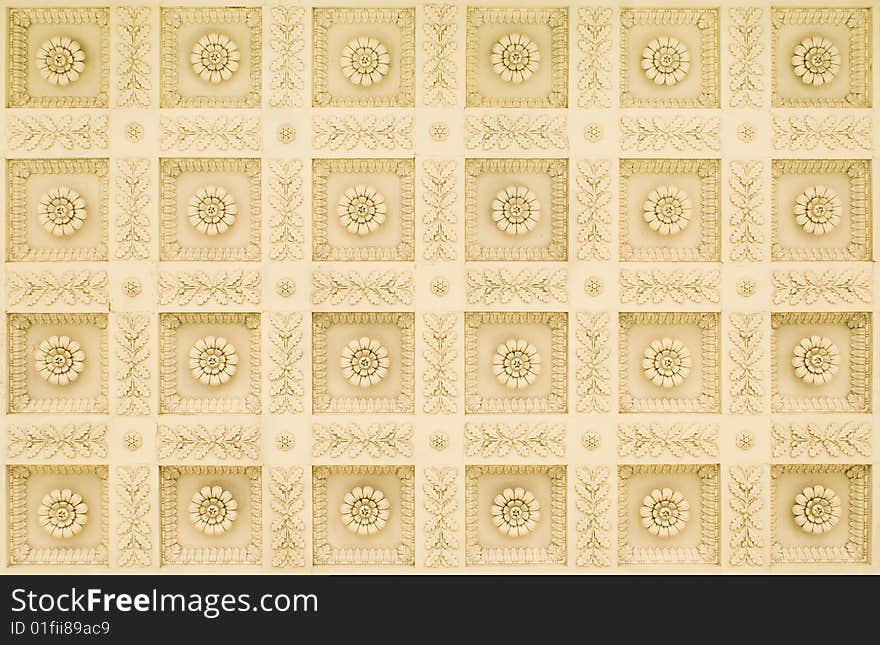 Architecture decoration for background. Flowers on ceiling