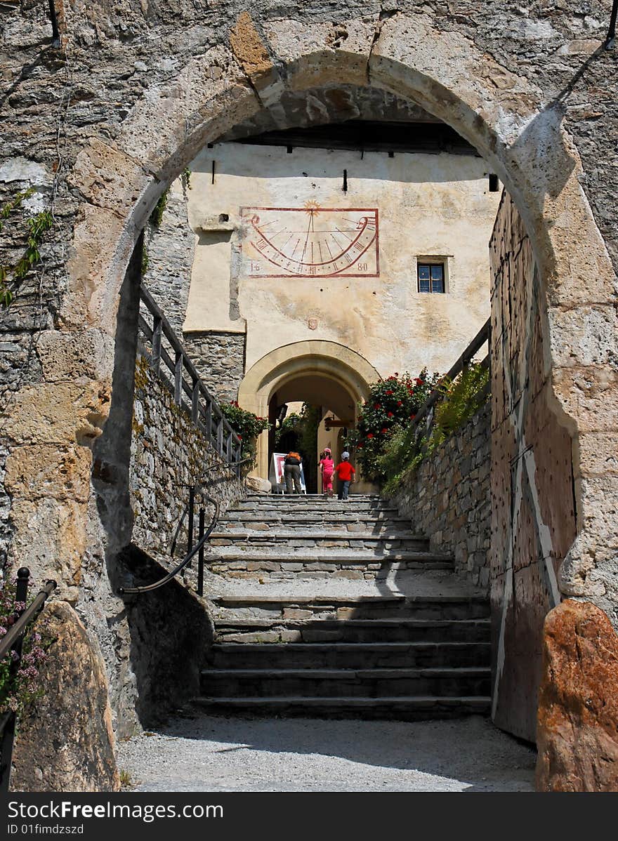 Arched entrance to the medieval castle