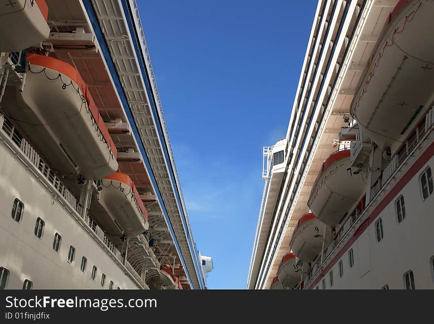 Cruise ships docked in beach port