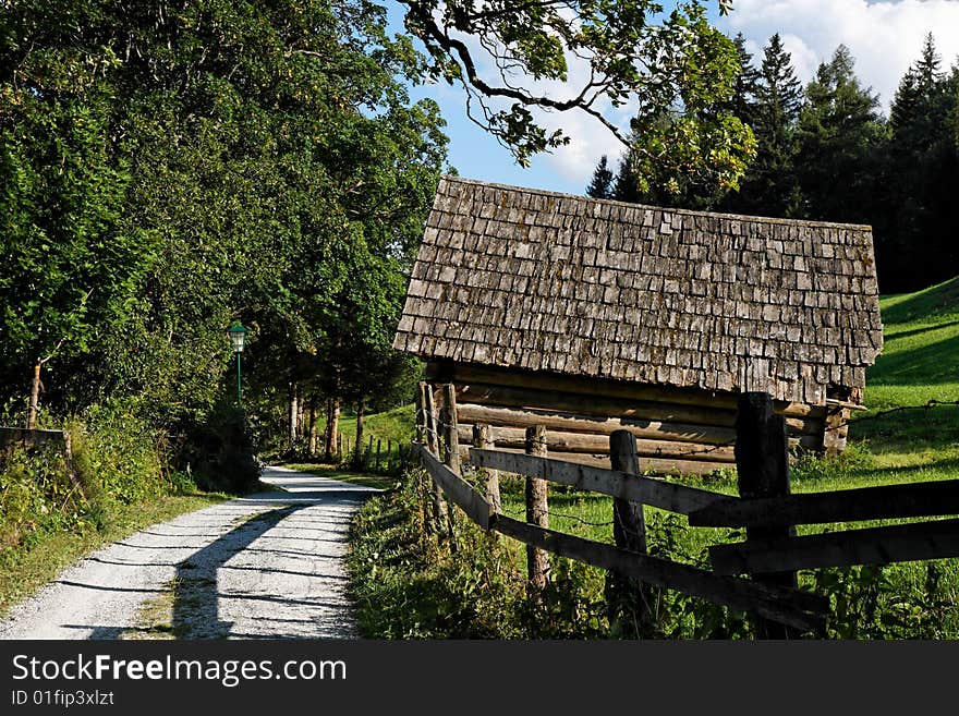 Hay shed near Mauterndorf in Austria. Hay shed near Mauterndorf in Austria