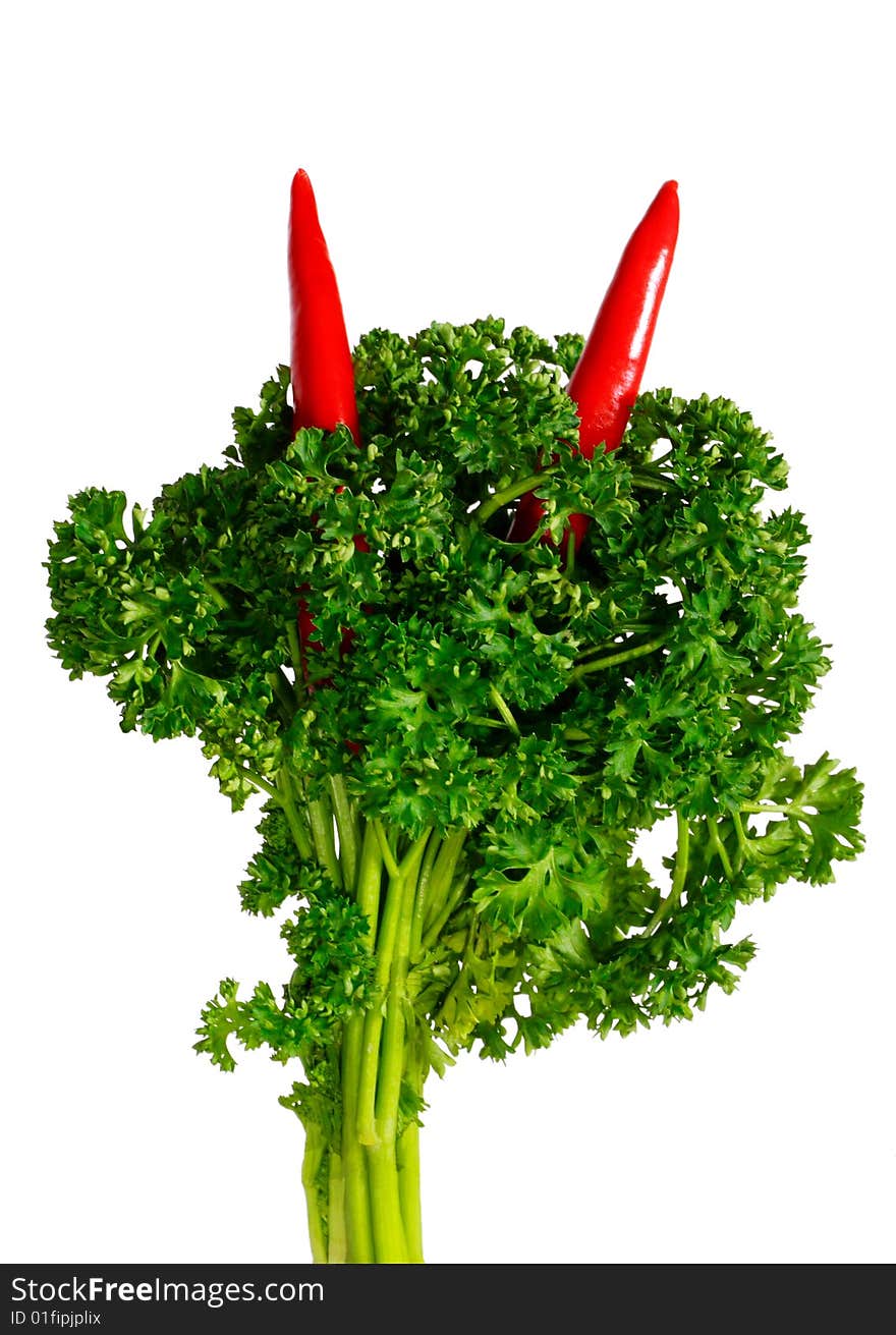 Curly Parsley With Red Hot Peppers