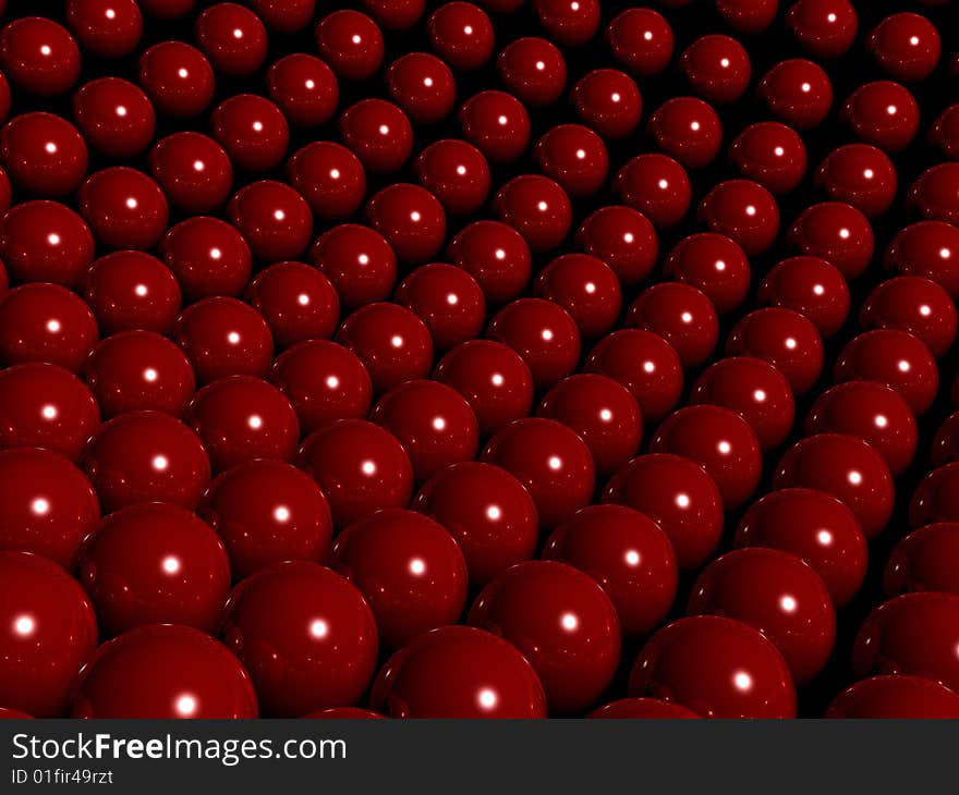 Background with red reflective balls