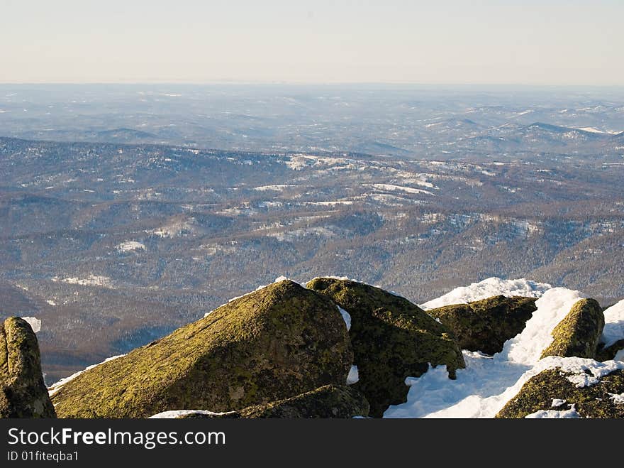 Stone with snow in beautiful winter mountains. Stone with snow in beautiful winter mountains