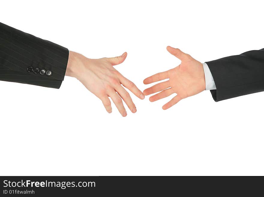 Two business hands on white background