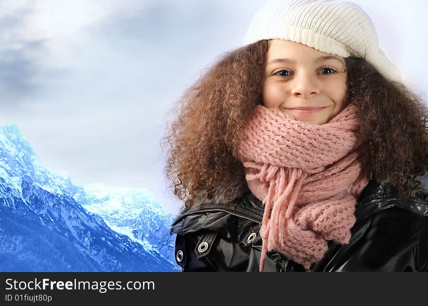 Portrait of a young teen on the mountain background. Portrait of a young teen on the mountain background